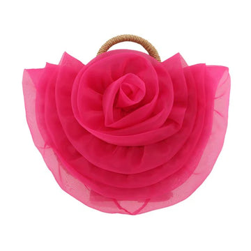 Crescent Shape Flower Straw Handbag