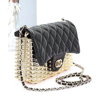 Quilted Flap Acrylic Shoulder Bag
