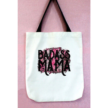 Pink Black Badass Mama Graphic Tote Bag