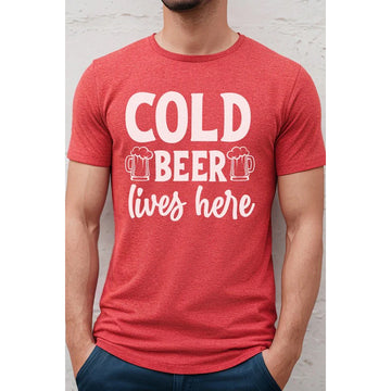 Father's Day Tees Cold Beer Lives Here Tee
