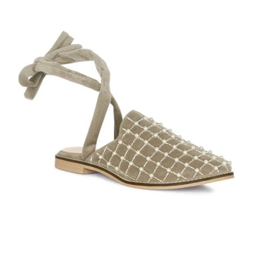 ASANTE CRISSCROSS BEADED VEIL VELVET MULES