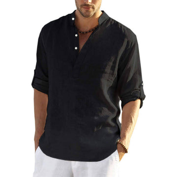 Men's Casual Blouse Shirt with Floral Print