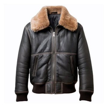 Black Aviation Shearling Bomber Jacket