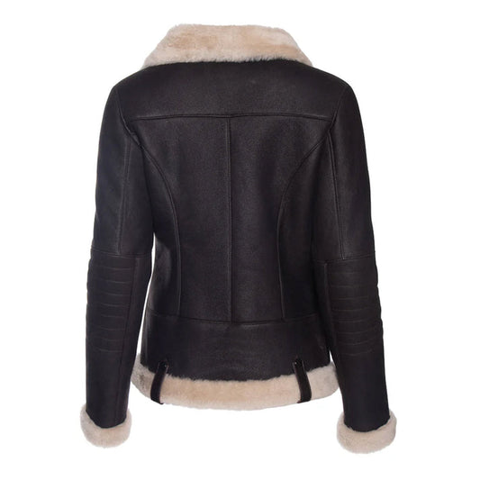 Brown Vanilla Shearling Aviator Jacket