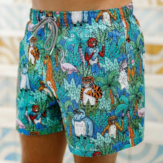 Trendy Men Shorts Fashion Printing Tie