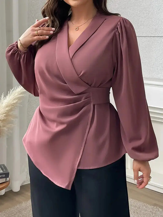 Women's Satin Long Sleeve Blouse Elegant Office Shirt