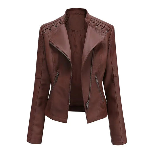 Ready-to-Ship Ladies Leather Biker Jacket