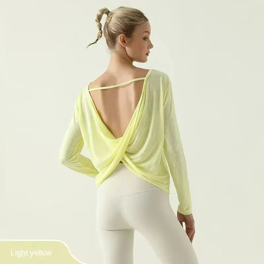 Long Sleeve Yoga Shirt Breathable Workout Top