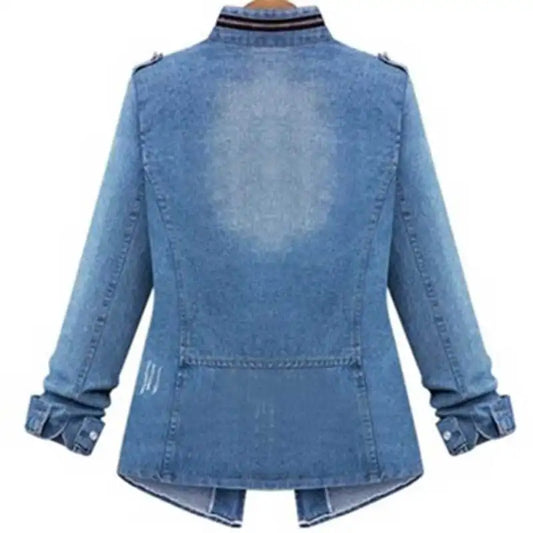 Distressed European Style Women's Denim Jacket