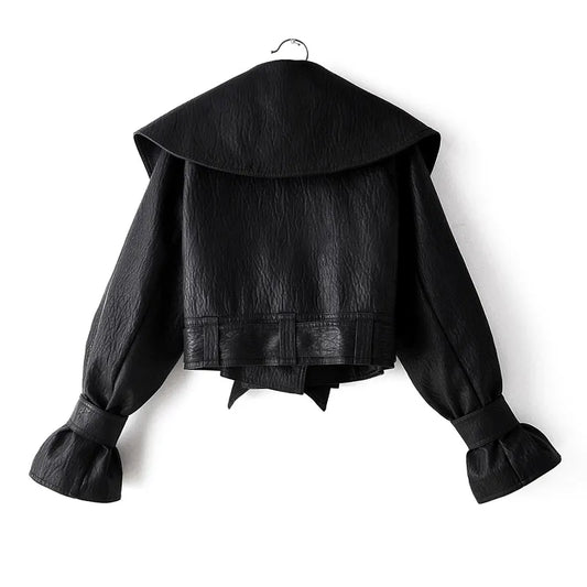 Women’s PU Leather Moto Jacket Stylish Biker Outerwear